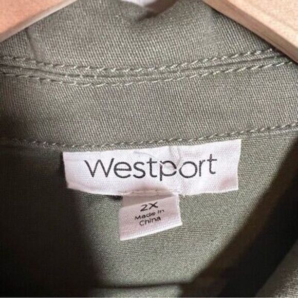 Westport womens olive green‎ button front 3/4 sleeve jacket size 2X - Picture 3 of 5